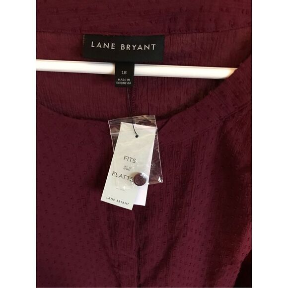 Lane bryant maroon long sleeve blouse top SZ 18 New with tags career - Picture 4 of 5